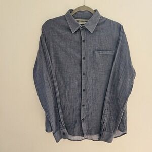 VINCE Men's Gray Button Up Long‎ Sleeve Shirt - Medium Grey